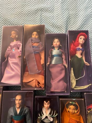 ✨ Lot EXCEPTIONNEL 9 Poupées DISNEY Porcelaine (Mulan, Aladdin, Ariel) - Excellent état en Boîte !