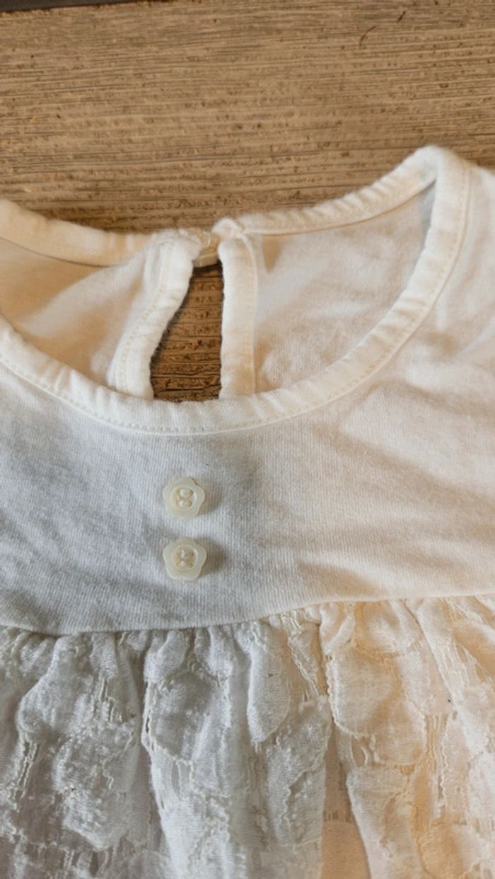 Blouse blanche classique à manches longues avec dentelle, Young Dimension, 2/3 ans, jamais mise - photo numéro 7