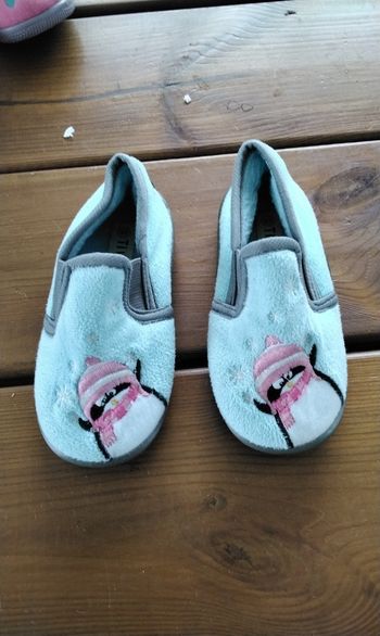 Chaussons  ,motif  pingouin  ,turquoise  ,Tissaia  ,pointure  25
