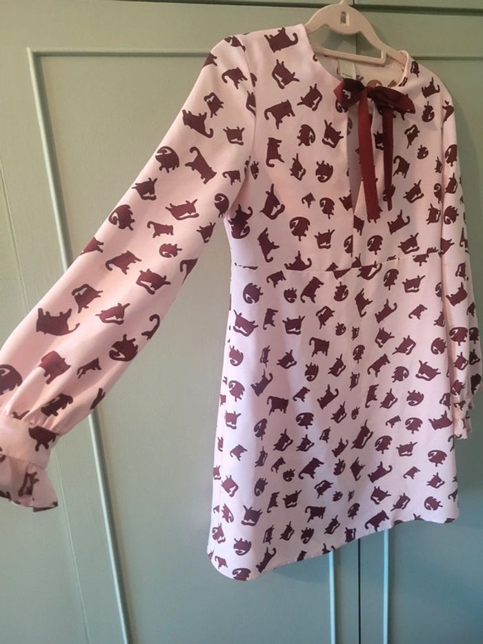 PINKO Mini-robe rose pâle avec imprimé chat - photo numéro 3