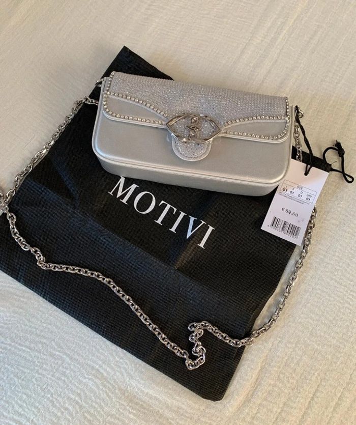 Sac à main gris pailleté pour femme de créateur- motivi style y2k - Neuf