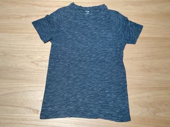 T shirt chine marine et blanc avec poche