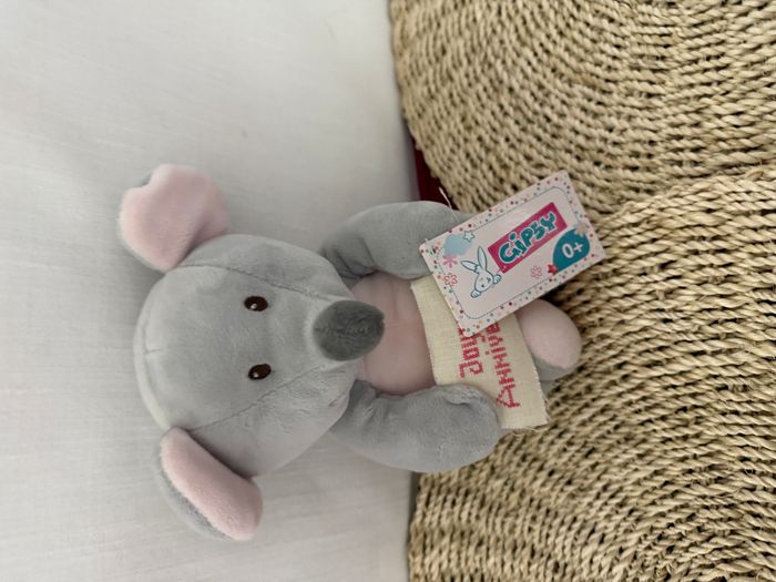 Peluche doudou souris GIPSY mauve gris rose - photo numéro 5
