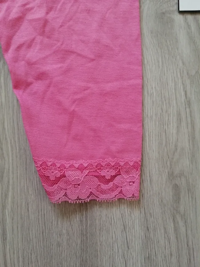 Legging rose élastique à la taille avec dentelle aux chevilles / sans marque / (10ans) - photo numéro 2