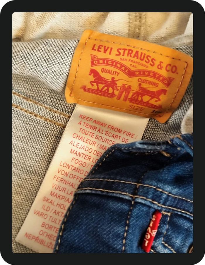 Veste en jeans à capuche bleu et gris Levi Strauss Taille 36 mois - photo numéro 6