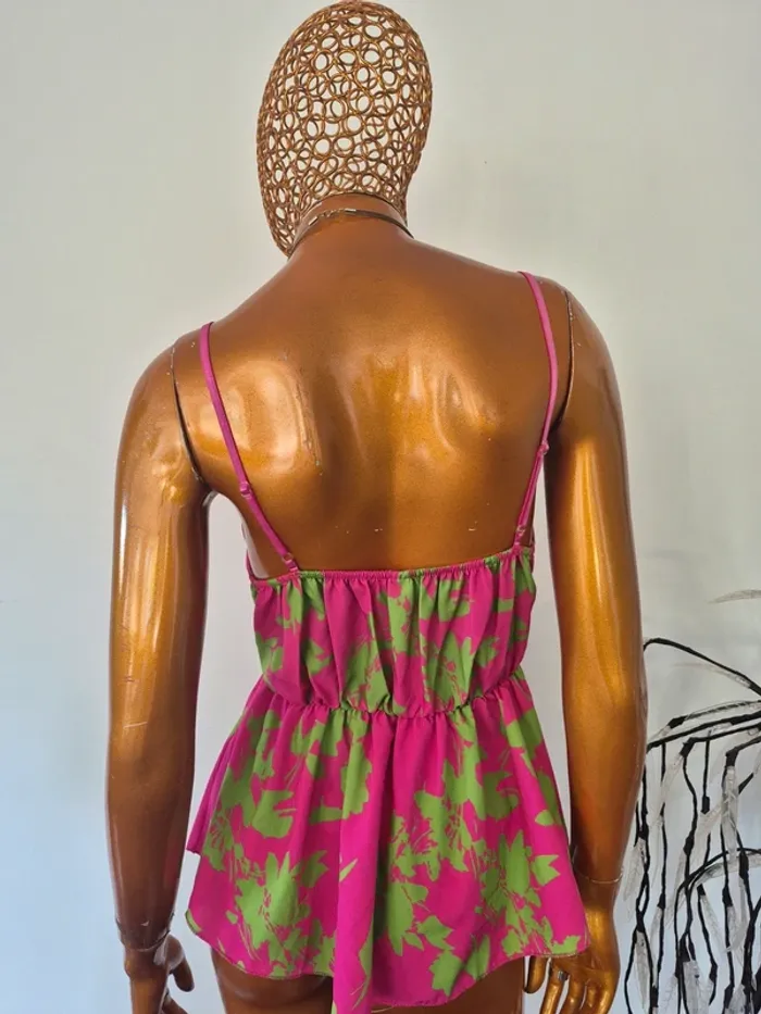 Débardeur Fuschia et Vert Femme Taille Unique - photo numéro 2