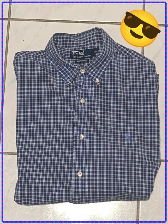 Chemise Ralph Lauren Custom Fit – Carreaux bleu marine et écru – Taille L (16½ / 42) - photo numéro 2