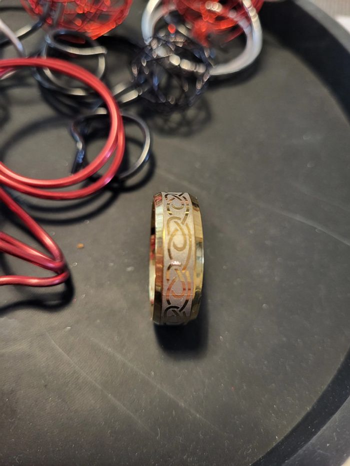 Bague homme celtique doré taille 12 21,4mm - photo numéro 3