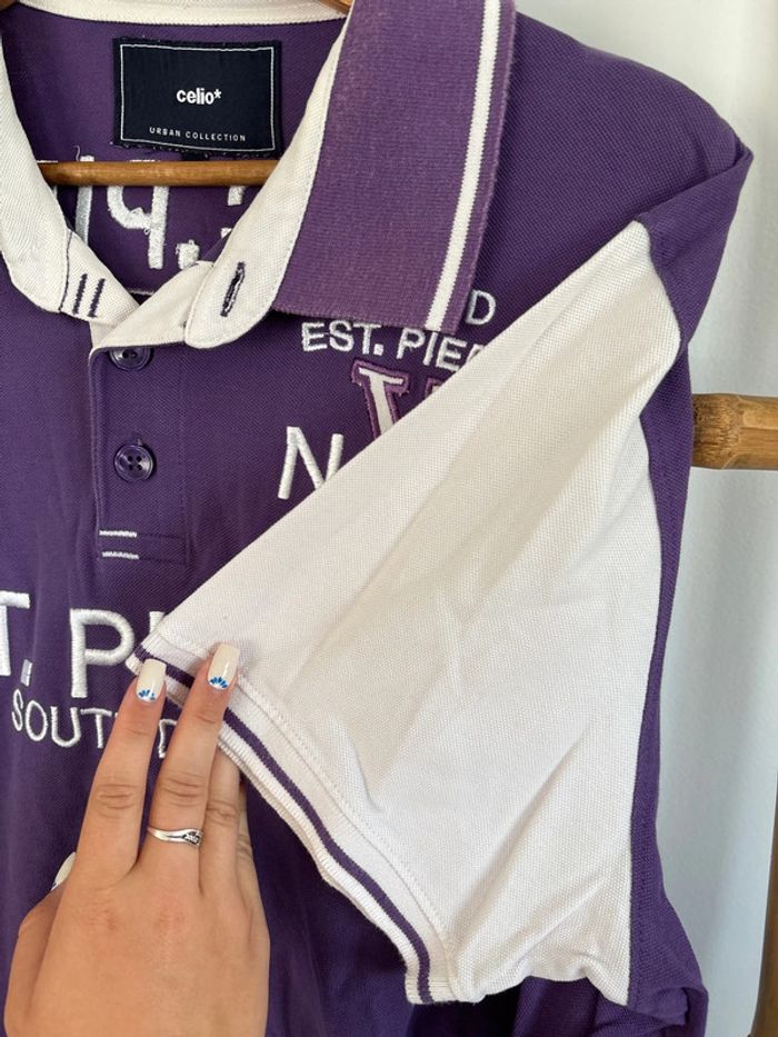 Polo Violet vintage Celio taille XL - photo numéro 7