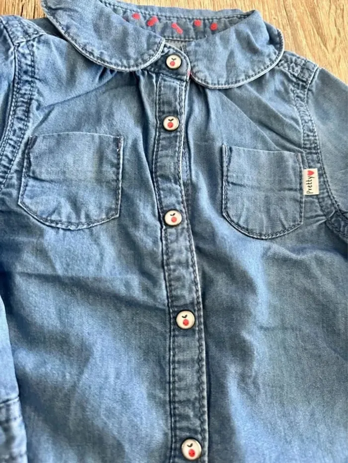 Chemise jean fille 6 mois - photo numéro 3