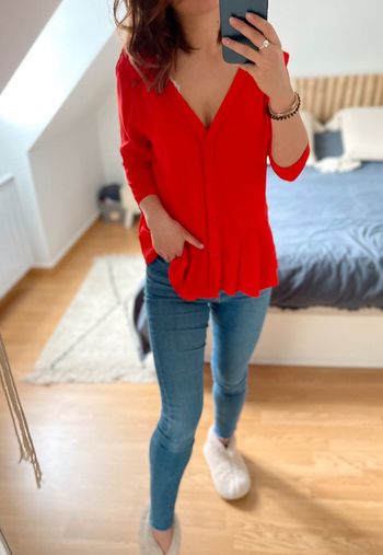 Blouse peplum rouge joli dos 🌹