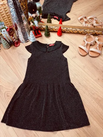 Taille 8 ans robe fête fille Tissaia noire argenté * scintillante * 🎄