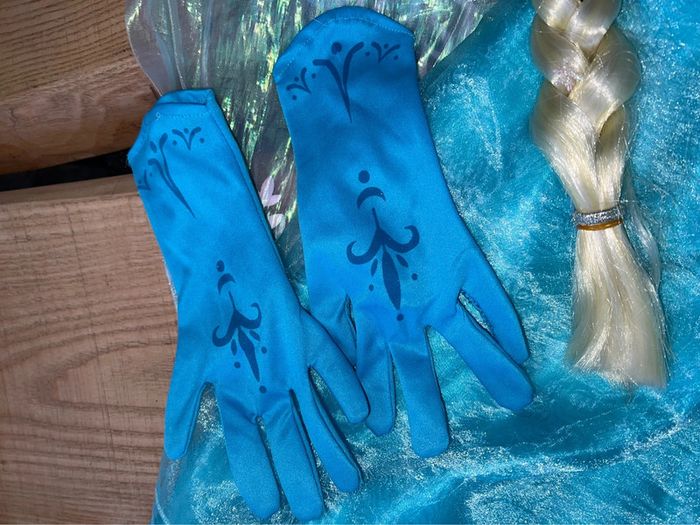 Lot ensemble Disney store 11-12 ans 11 12 robe tresse perruque gants la reine des neiges Elsa - photo numéro 13