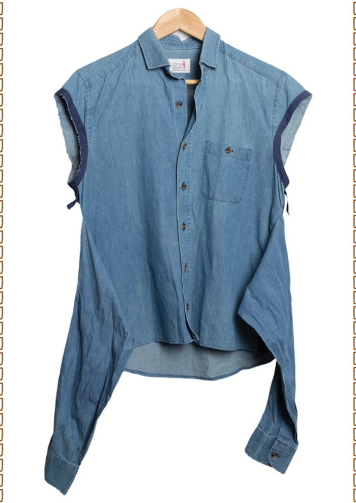 Chemise sans manches en denim upcycler Coton Society X Tilli Paris – Taille S - photo numéro 6