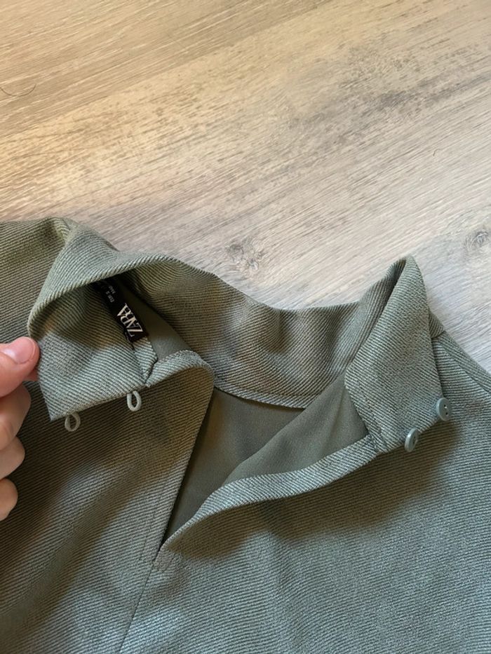 Robe manches courtes col montant douce verte Zara - photo numéro 7