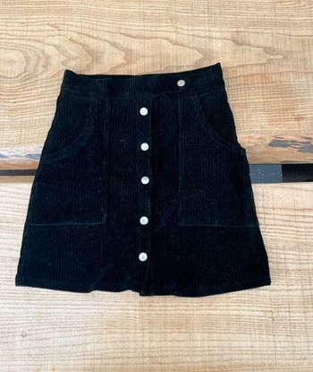 Petite jupe noire boutonnée velours côtelé taille S 36 38
