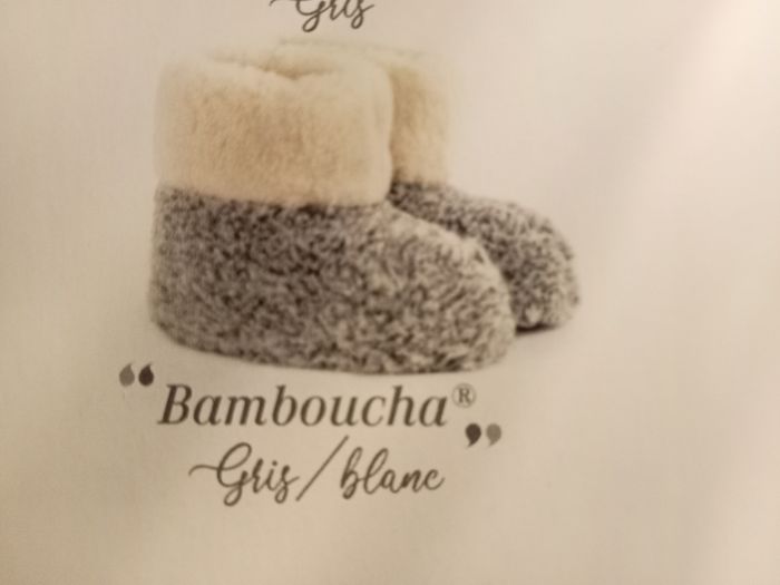 Chaussons pure laine de mouton gris et blanc