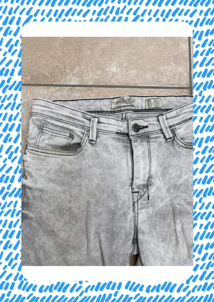 Jean slim fit Celio 40 blanc gris clair - photo numéro 3