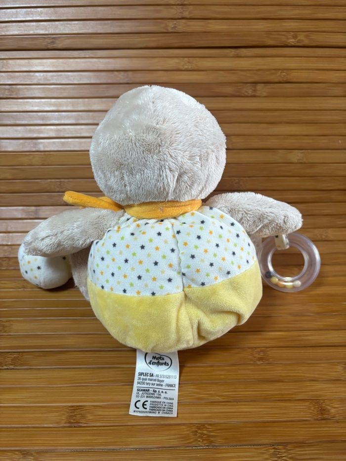Doudou éveil canard jaune blanc anneau balle mots d enfants - photo numéro 3