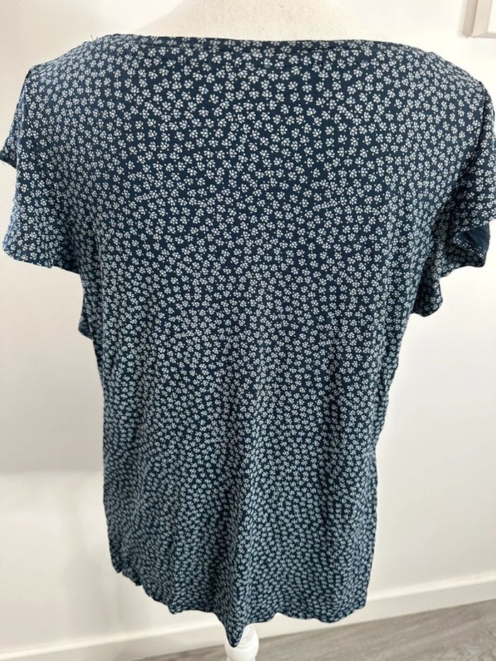 Blouse à fleurs marguerites bleue marine et blanche H&M T40 L - photo numéro 5