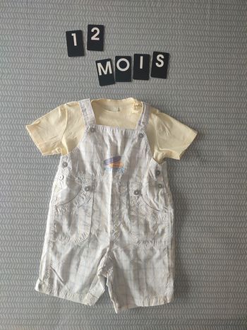 tenue salopette et tshirt été garçon 12 mois – Marque P’tit Bisou