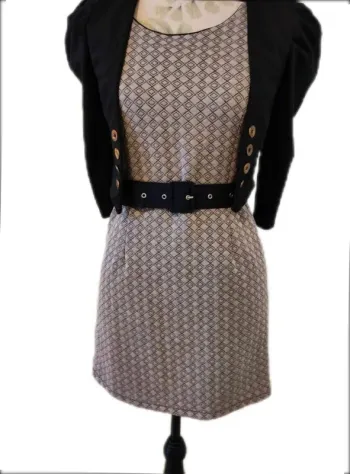 Robe fourreau  marron  gris  / noir 36