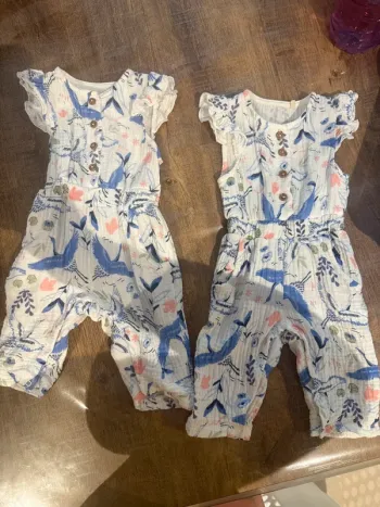 Combinaison bébé en gaze de coton Tiana x2
