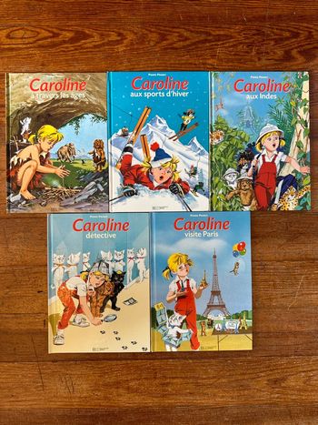 Lot de 5 albums livres Caroline reliure jaune beige Pierre Probst