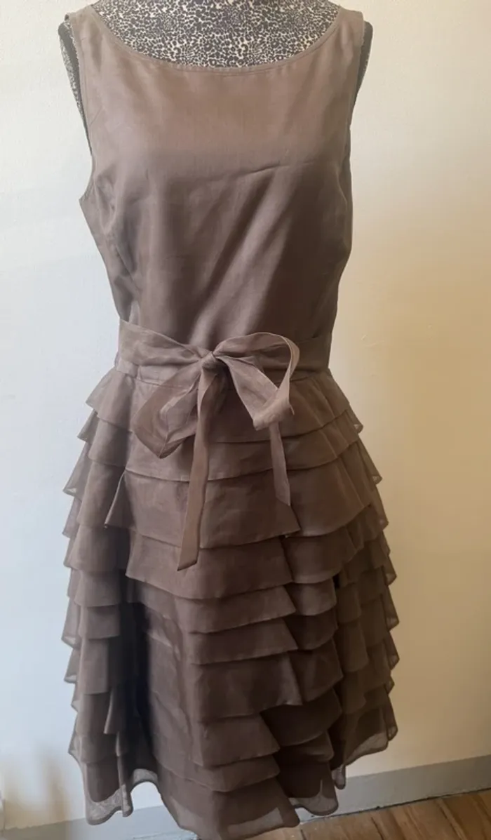 Robe ZARA 100% soie – Taille M – Marron chocolat - photo numéro 2