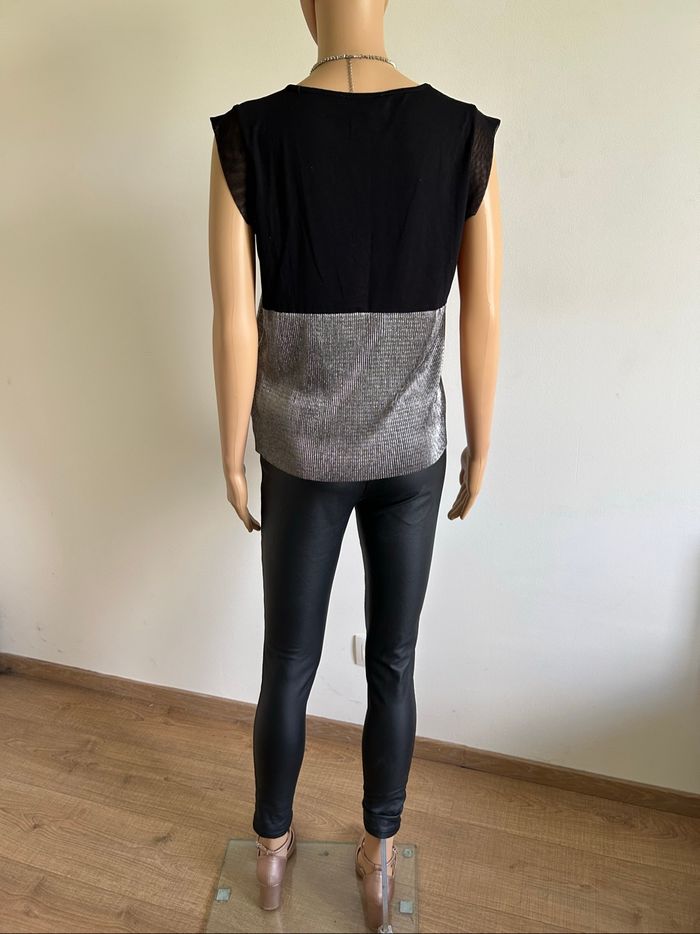 Blouse noire et argentée sans manches Morgan taille XS jamais portée - photo numéro 6