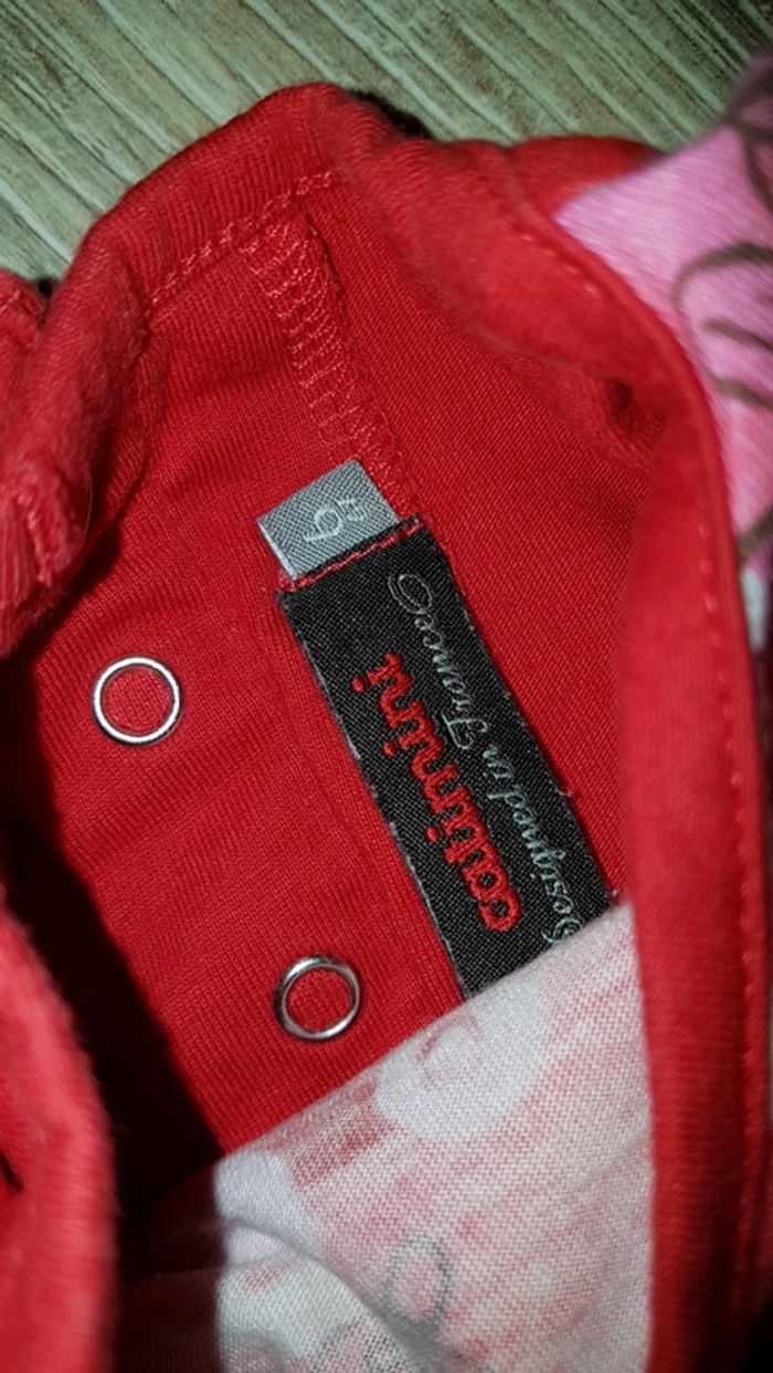 Tee-shirt manches courtes catimini 6 mois rouge rose fleurs éléphant - photo numéro 4