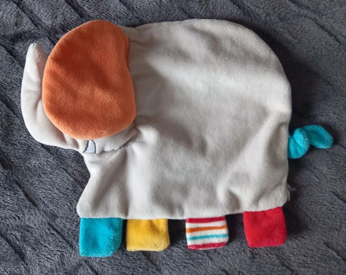 Doudou plat Éléphant gris - Pattes etiquettes multicolores-Simba - photo numéro 2