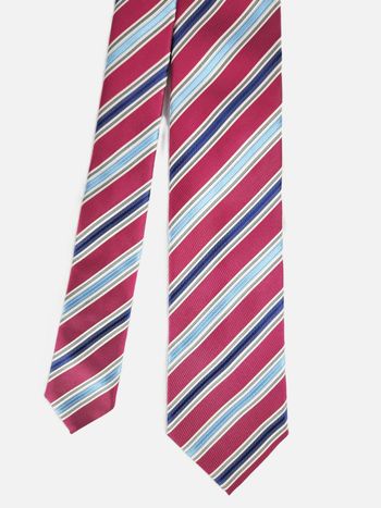 Cravate Hugo Boss en soie Rayures diagonales Rouge et bleue