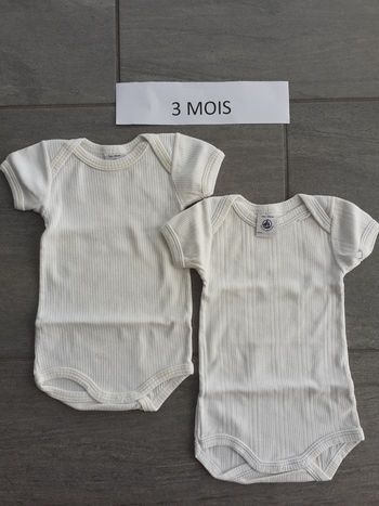 Lot 2 bodies manches courtes mixte 3 mois - Petit Bateau