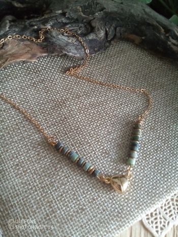 Collier pierres de turquoise africaine et acier inoxydable
