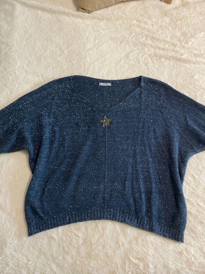 Pull fin bleu marine