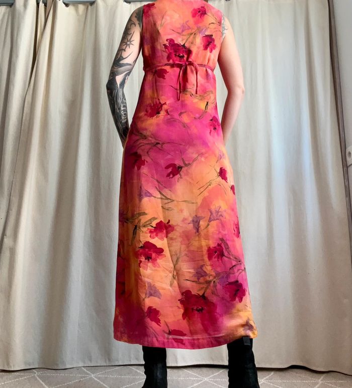Sublime robe longue fleurie Summer Cottagecore vintage made in France 90s - Taille M - photo numéro 3