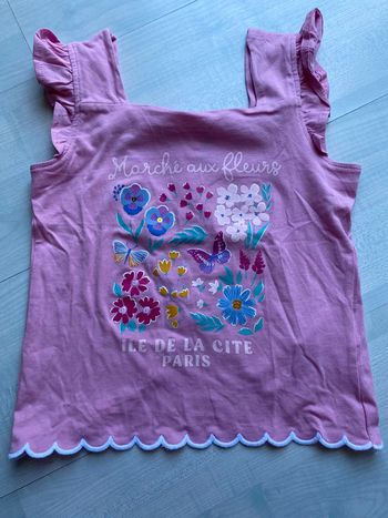 Débardeur rose fleuri sergent major 7 ans