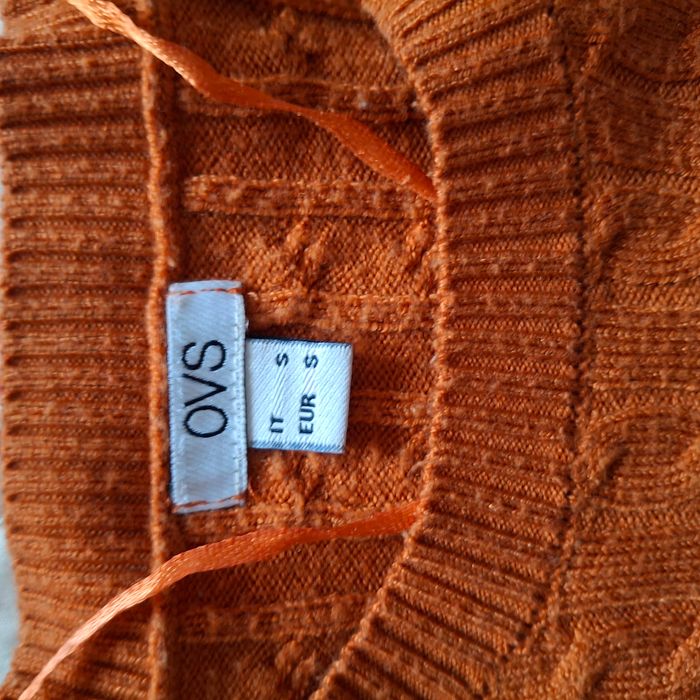Pull en maille torsadée orange foncé - Manches longues - Taille S - Ovs - photo numéro 7