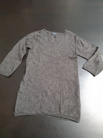Robe basique ou pull fin long gris manches longues bébé fille 24 mois