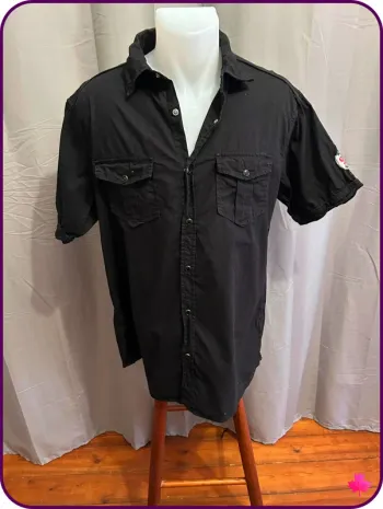 Chemise noire à manches courtes No Problemo - Taille L (taille française)