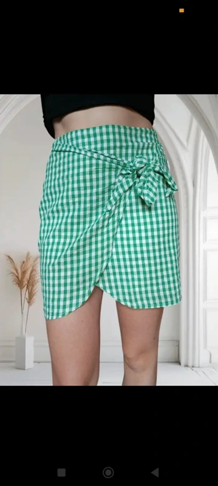 Jupe légère à carreaux vert et blanc Pimkie taille 36