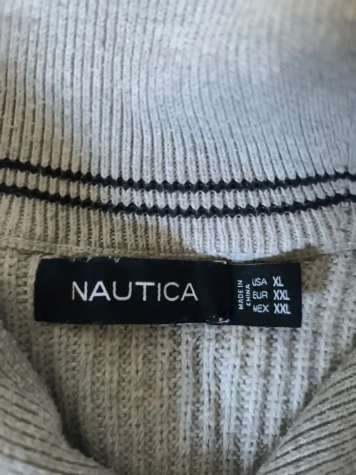 Magnifique pull col châle Nautica homme XL gris excellent état - photo numéro 3