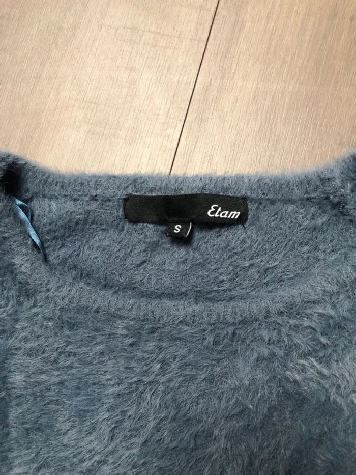 Pull col rond Etam bleu gris taille S duveteux - photo numéro 2