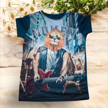 shirt imprimé animal 3D. col rond garçon