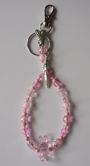 Porte clé ou Déco de sac à main lapin Rose