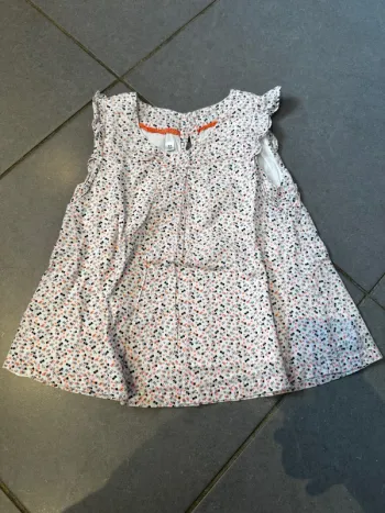T shirt sans manches avec 4 boutons dans le dos - Marese - Liberty - Blanc - 6 ans