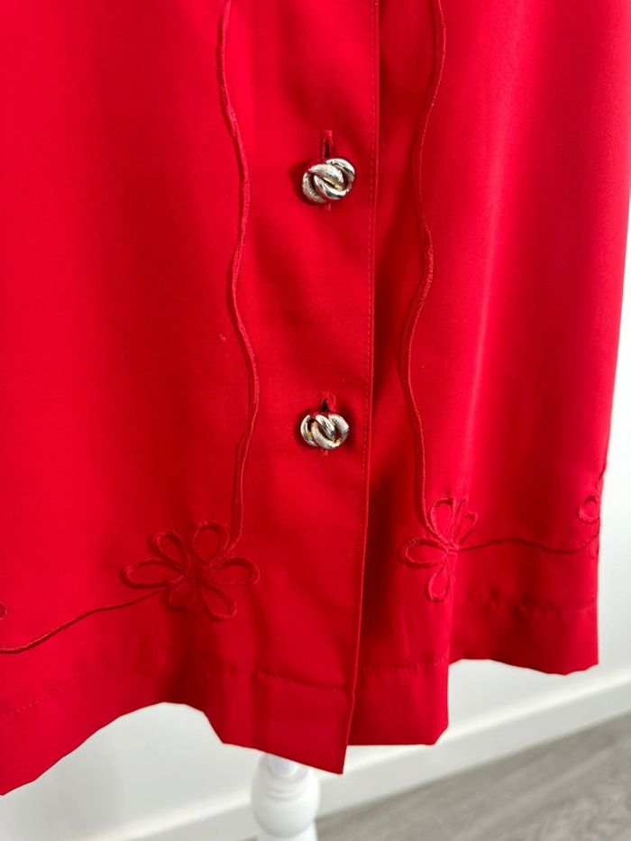 Blouse broderies rouge Vintage T38 M - photo numéro 5