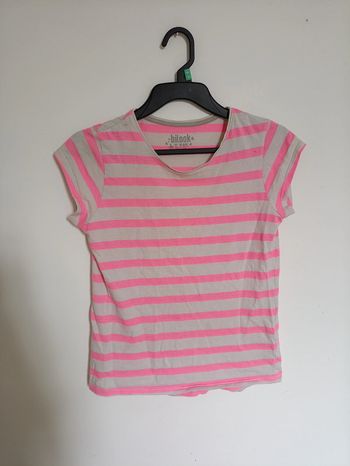 T-shirt rayé rose fluo et gris Bilook