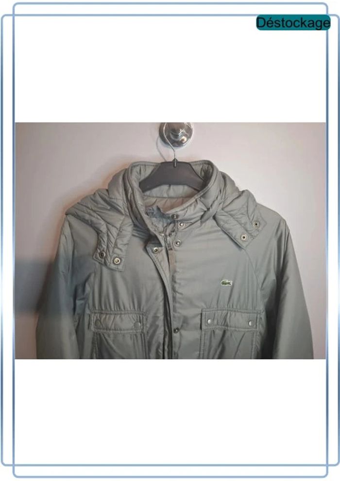 Doudoune Lacoste grise femme taille M - logo brodé - photo numéro 2